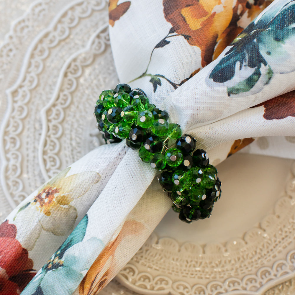 Arte Italica Crystal Napkin Ring Set Green